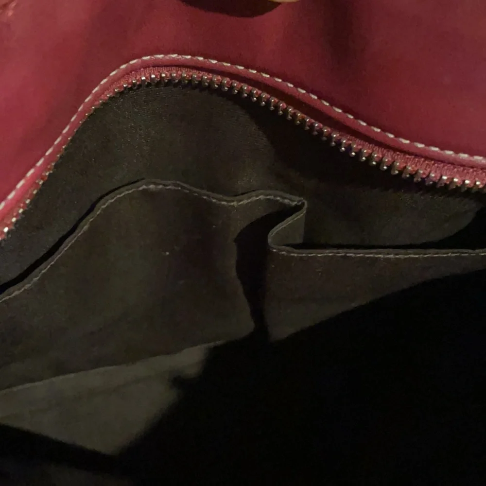 Coach Burgundy Bucket Shoulder Purse Pocketbook Bag Double Handle - Picture 14 of 15